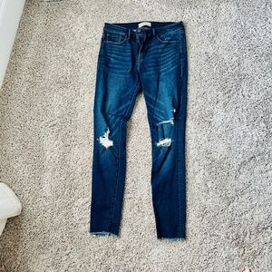 Abercrombie Mid-Rise Super Skinny Jeans- Medium Wash Ripped